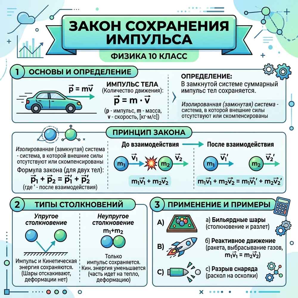 инфографика закон сохранения импульса